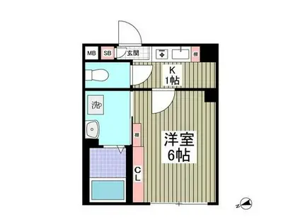 ER松戸(1K/1階)の間取り写真
