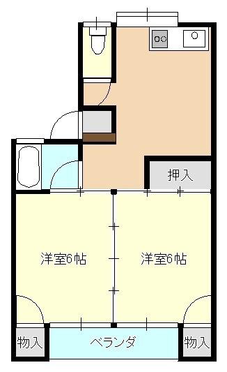 コーポエースI(2DK/2階)の間取り写真