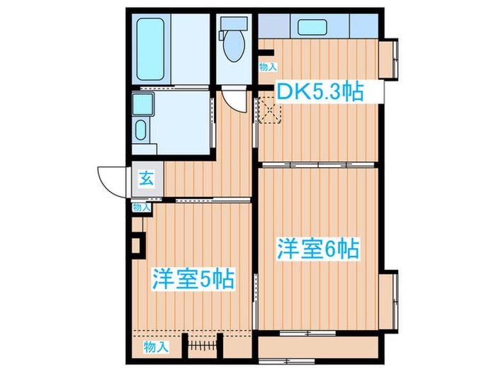 ミッキーハイツ(2DK/1階)の間取り写真
