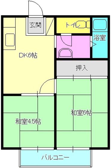 倉田第2コーポ(2DK/1階)の間取り写真