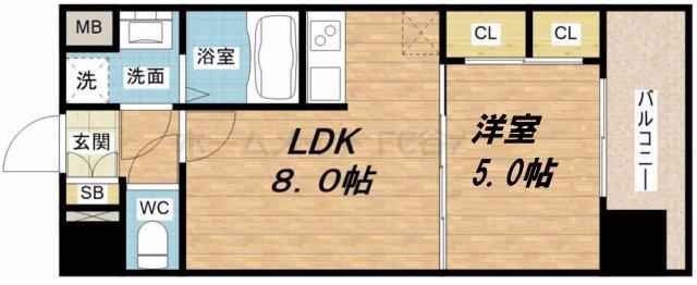 スワンズシティ中之島クロス(1LDK/7階)の間取り写真