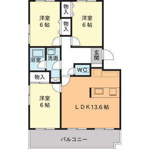 VIP-IN太平洋サウスヒルズ(3LDK/3階)の間取り写真