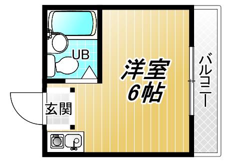YOUハイム俊徳(ワンルーム/2階)の間取り写真