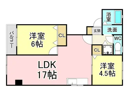 中津口小住ビル(2LDK/4階)の間取り写真