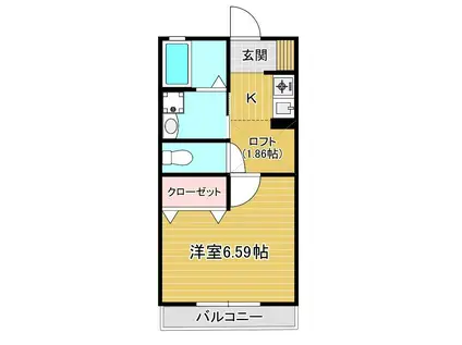 森の下弐番館(1K/2階)の間取り写真