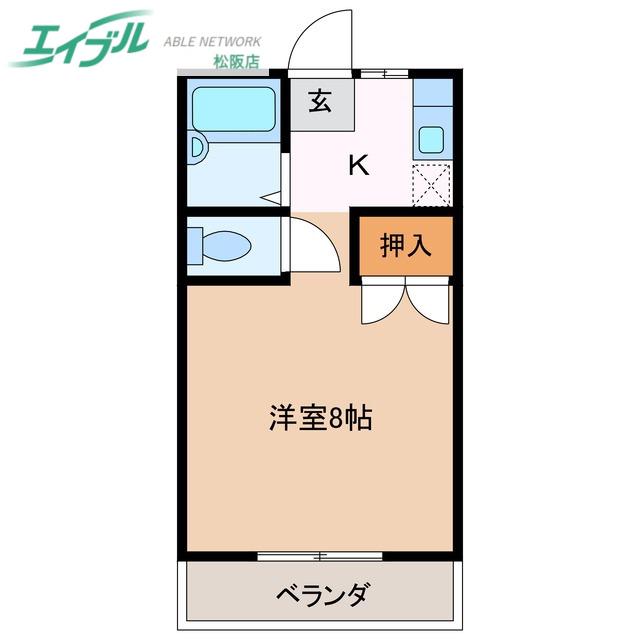 コーポ和院II(1K/1階)の間取り写真