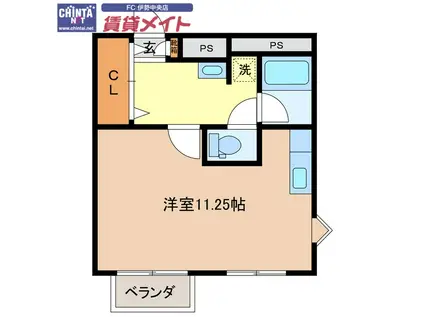 ヴィラ・ローズガーデン(ワンルーム/2階)の間取り写真