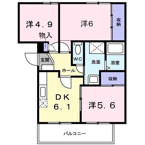グレース下山(3DK/3階)の間取り写真