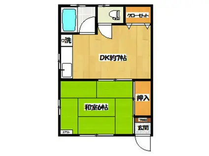 コーポ柳(2K/1階)の間取り写真