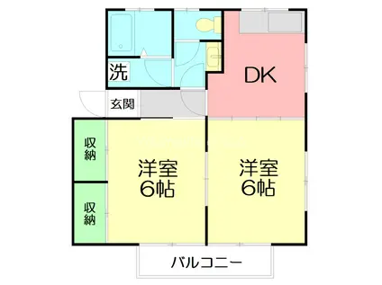 ビラマーサB(2DK/1階)の間取り写真