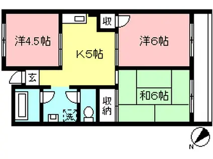 サンパーク平尾13(3DK/1階)の間取り写真
