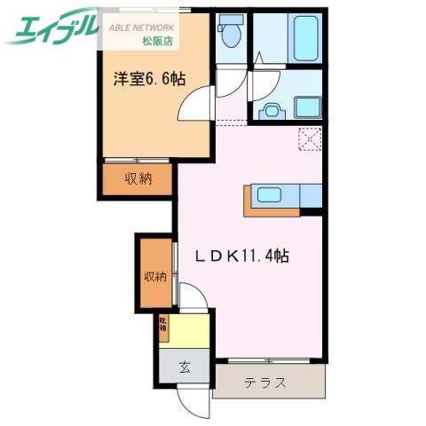 マシェリ(1LDK/1階)の間取り写真