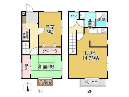 ラヴィアンローズ(2LDK/1階)の間取り写真