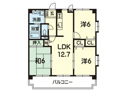 プリンスハイツ(3LDK/2階)の間取り写真