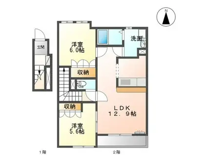 ロココプランB(2LDK/2階)の間取り写真