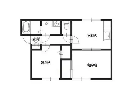 パセオ亀山(2DK/1階)の間取り写真