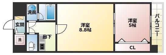 THE MUSIC COURT(2K/8階)の間取り写真
