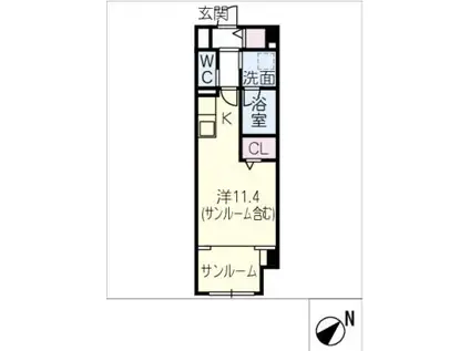 MELIV土橋(ワンルーム/1階)の間取り写真
