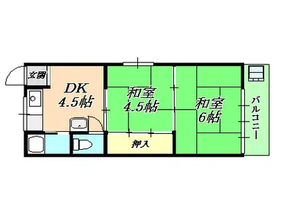 垂水ハイツ(2DK/3階)の間取り写真