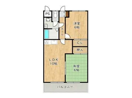 リビオ金剛(2LDK/3階)の間取り写真