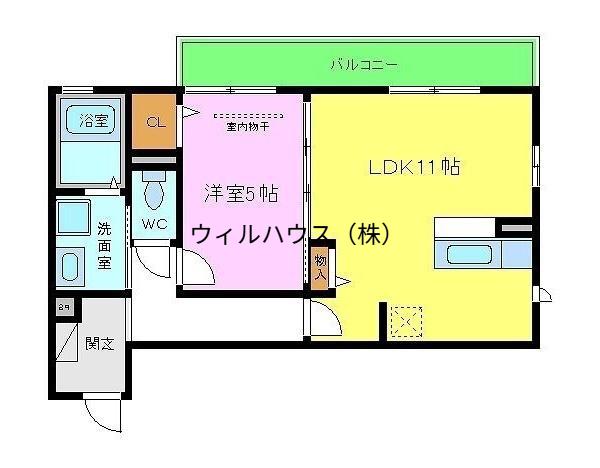 地下鉄御堂筋線 北花田駅 徒歩7分 2階建 築14年(1LDK/1階)の間取り写真