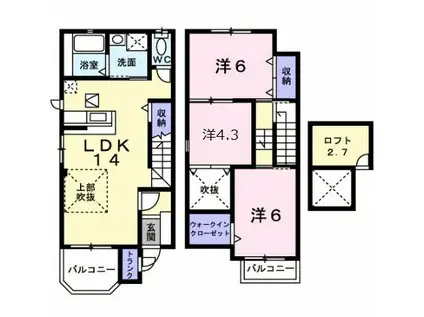 グリーンヒル(3LDK/1階)の間取り写真