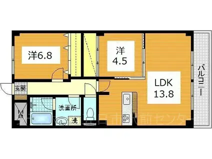 プラザ初雪(2LDK/3階)の間取り写真