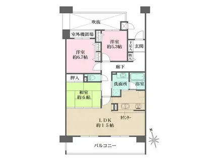 西神南ヒルズ6番館(3LDK/8階)の間取り写真