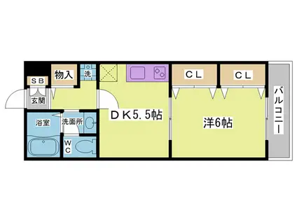 シャンブルすずらん(1DK/1階)の間取り写真