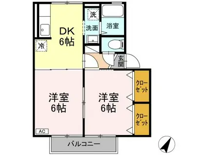 パトリ川上(2DK/2階)の間取り写真