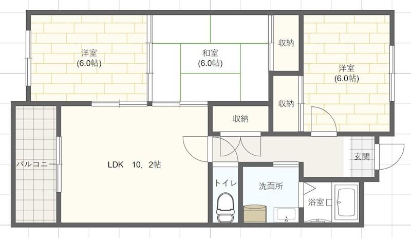 ブエナビスタ高砂(3LDK/2階)の間取り写真