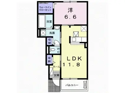 クラールVIII(1LDK/1階)の間取り写真