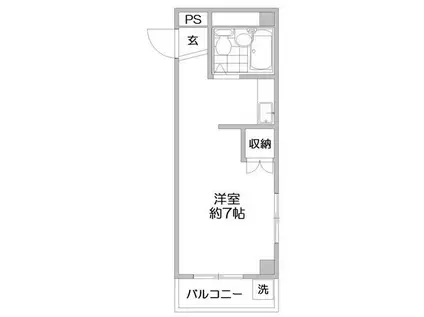 アルカディア西塚(ワンルーム/2階)の間取り写真