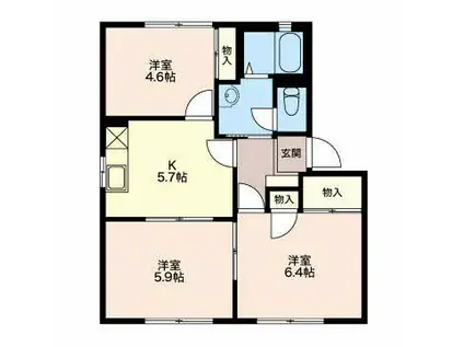 サンフラワー(3K/1階)の間取り写真