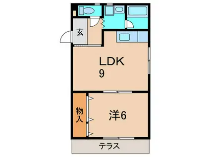 パ-クサイド昆陽(1LDK/1階)の間取り写真