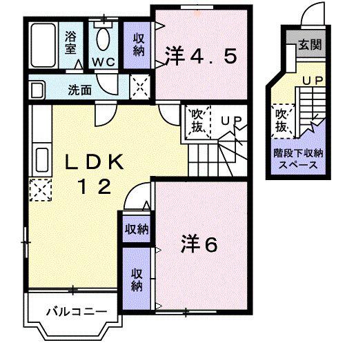 サンクレールII(2LDK/2階)の間取り写真