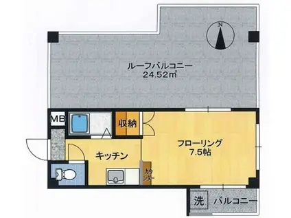 ユンゲルハイム原田(1K/4階)の間取り写真