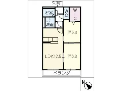 メゾン ド ヒルズ(2LDK/2階)の間取り写真