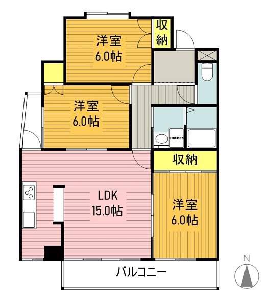 ヒルハイツ浅井(3LDK/2階)の間取り写真
