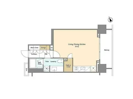 アスプライム八丁堀(ワンルーム/3階)の間取り写真