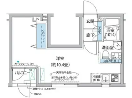 PERSICA NAKANO 1階(ワンルーム/1階)の間取り写真