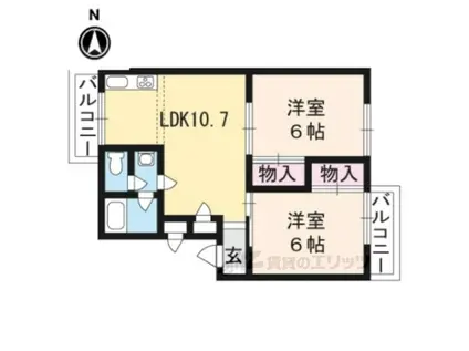 中川ハイツ(2LDK/1階)の間取り写真