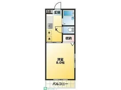 シティーフラッツ(1K/1階)の間取り写真
