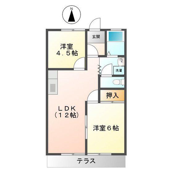 コーポ五反畑(2LDK/1階)の間取り写真