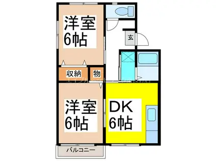 アトウレ篠ノ井(2DK/2階)の間取り写真