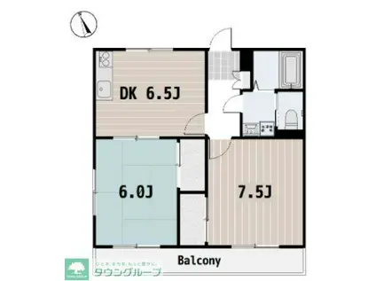 レクコーポ常盤平B(2DK/1階)の間取り写真