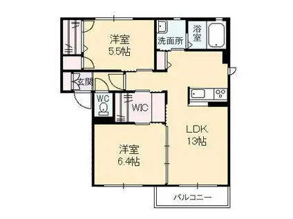 パールハイツ E棟(2LDK/2階)の間取り写真