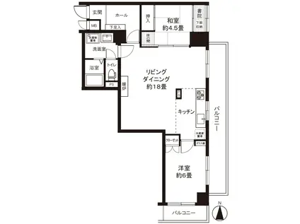 グローリア初穂菊名(2LDK/4階)の間取り写真