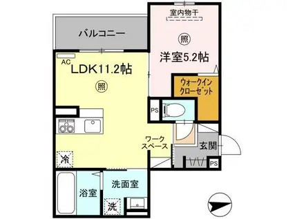 PREMILIFE都町18(1LDK/2階)の間取り写真