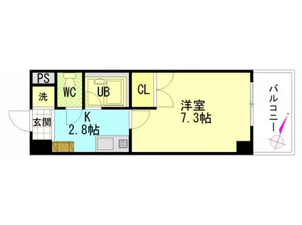 シャンテ中垣(1K/5階)の間取り写真